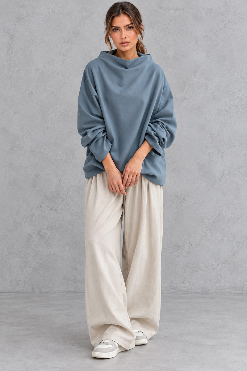 Women’s loose roll neck long sleeve jumper with a solid-colour finish and relaxed everyday silhouette – image 5