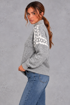 Women's Nordic pattern knitted jumper in Grey – side view