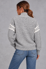 Women's Nordic pattern knitted jumper in Grey – back view