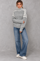 Women's Nordic pattern knitted jumper in Grey – full-length view
