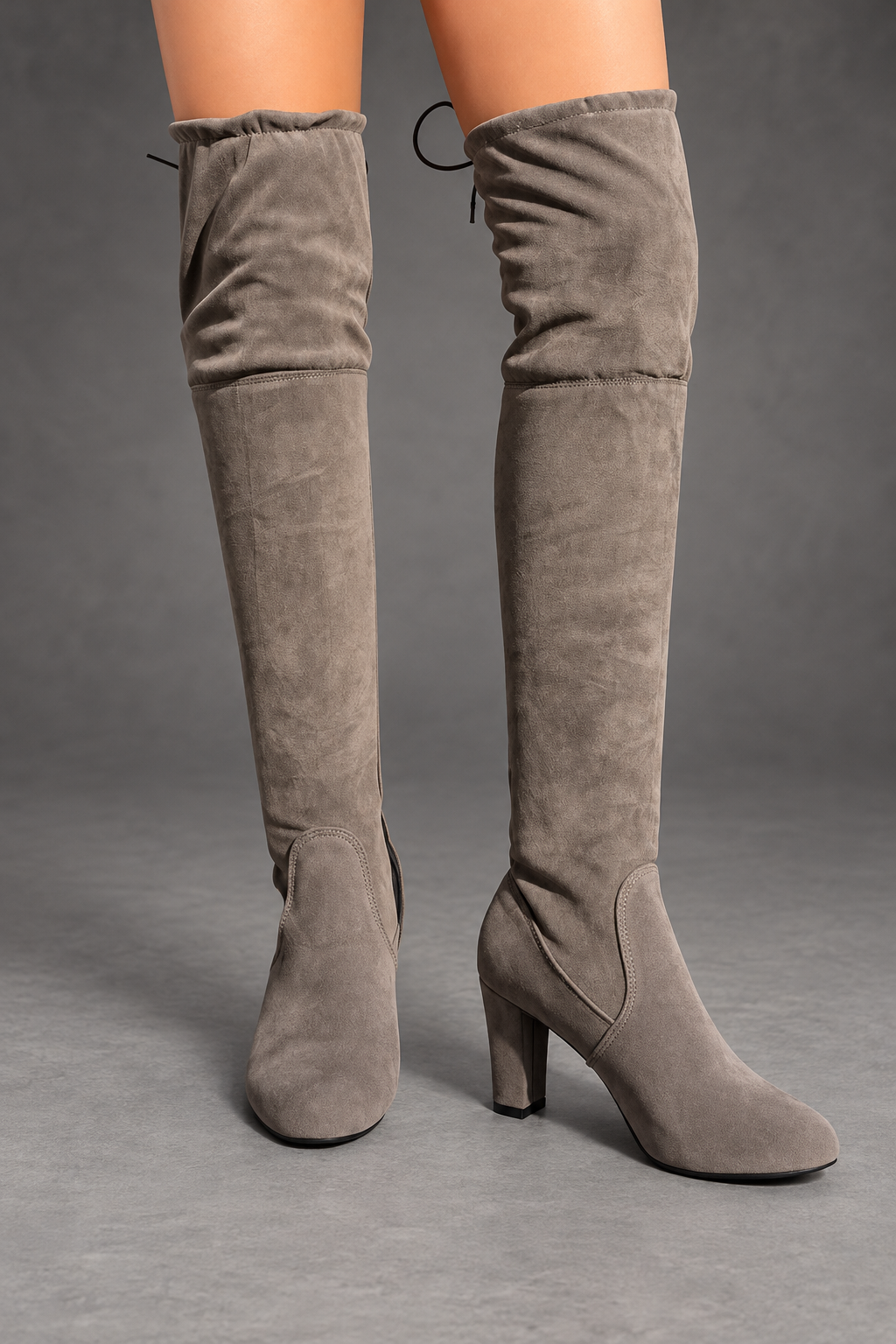 Women's over-the-knee boots in Grey – front view
