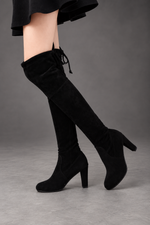 Women's over-the-knee boots in Black – side view