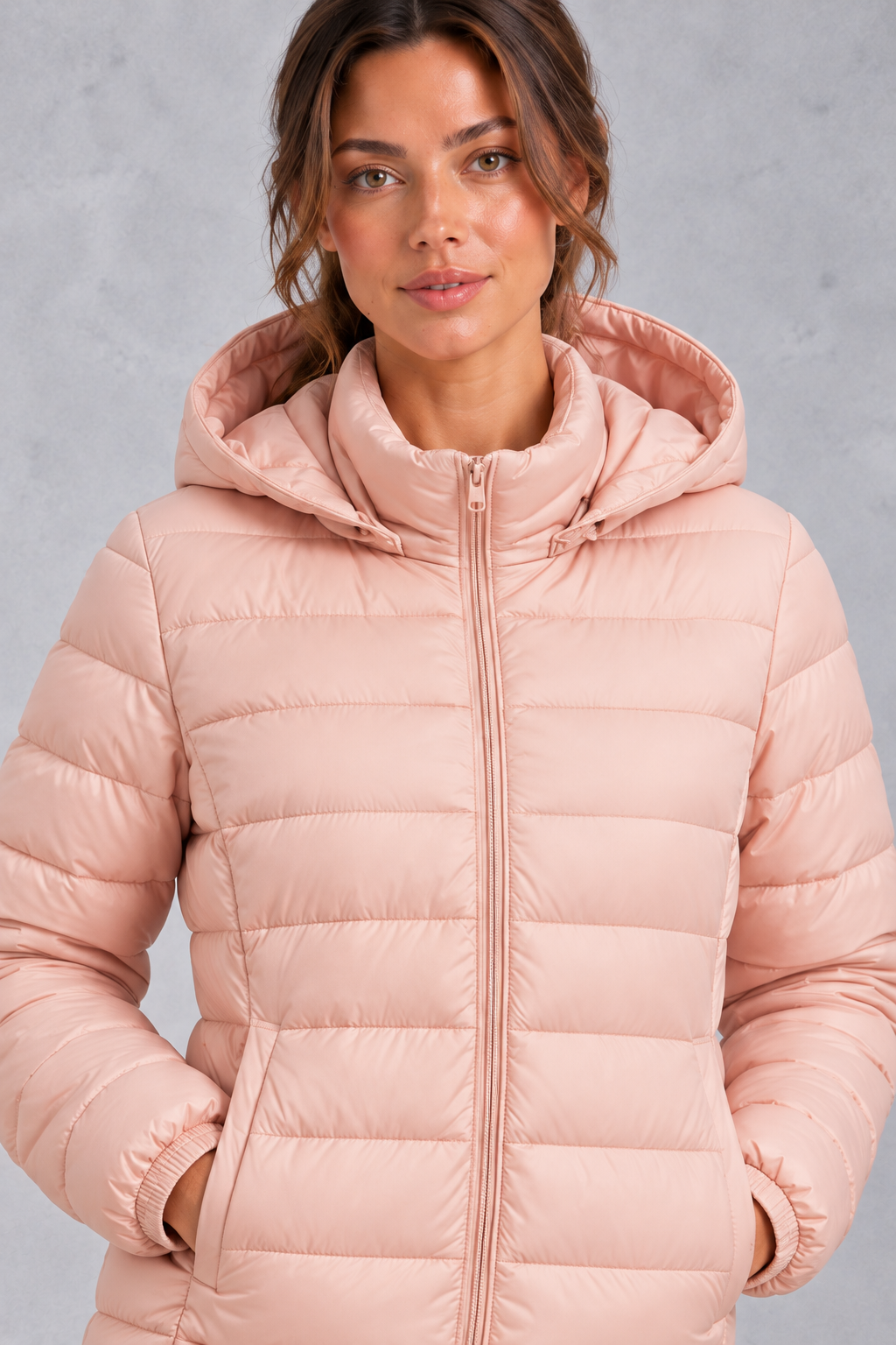 Women's Lightweight Hooded Puffer Jacket – Blush Pink