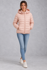 Women's Lightweight Hooded Puffer Jacket – Blush Pink