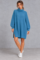 Women’s plus size knitted jumper dress with long sleeves and a versatile, comfortable everyday silhouette.