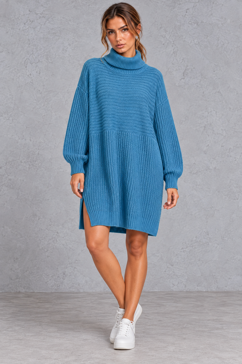 Women’s plus size knitted jumper dress with long sleeves and a versatile, comfortable everyday silhouette.
