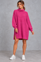 Women’s plus size knitted jumper dress with long sleeves and a versatile, comfortable everyday silhouette.