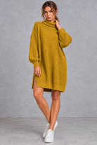 Women’s plus size knitted jumper dress with long sleeves and a versatile, comfortable everyday silhouette.