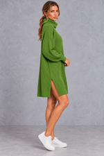 Women’s plus size knitted jumper dress with long sleeves and a versatile, comfortable everyday silhouette.