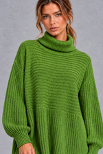 Women’s plus size knitted jumper dress with long sleeves and a versatile, comfortable everyday silhouette.