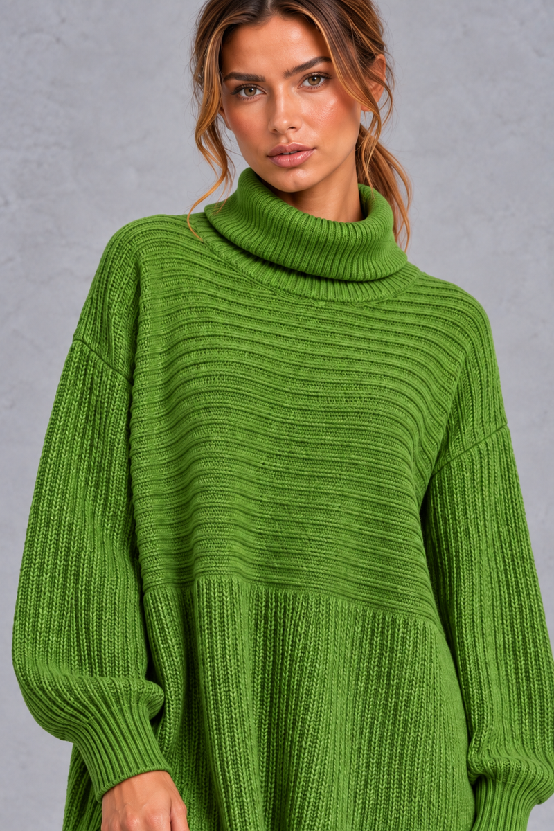Women’s plus size knitted jumper dress with long sleeves and a versatile, comfortable everyday silhouette.