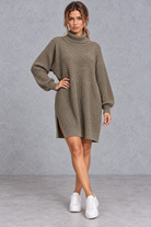 Women’s plus size knitted jumper dress with long sleeves and a versatile, comfortable everyday silhouette.