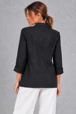 Women's relaxed-fit blazer in Black – back view