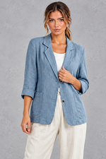 Women's relaxed-fit blazer in Light Blue – front view