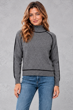Women's Relaxed-Fit Turtleneck Jumper in Charcoal Grey – front view