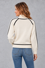 Women's Relaxed-Fit Turtleneck Jumper in Cream – back view