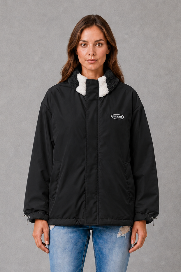 Women’s reversible lightweight jacket with a heart-inspired pattern, soft-touch finish and flattering casual silhouette for everyday layering.