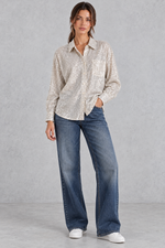 Women's Sequin Button-Front Shirt in Silver – view 5