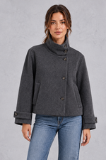 Women's short wool-blend jacket in Charcoal – front view