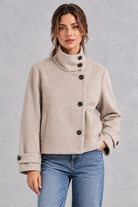 Women's short wool-blend jacket in Oatmeal – front view