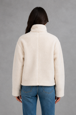 Women’s soft fleece jacket with a high stand collar, full zip fastening, long sleeves and a relaxed casual fit for autumn and winter.