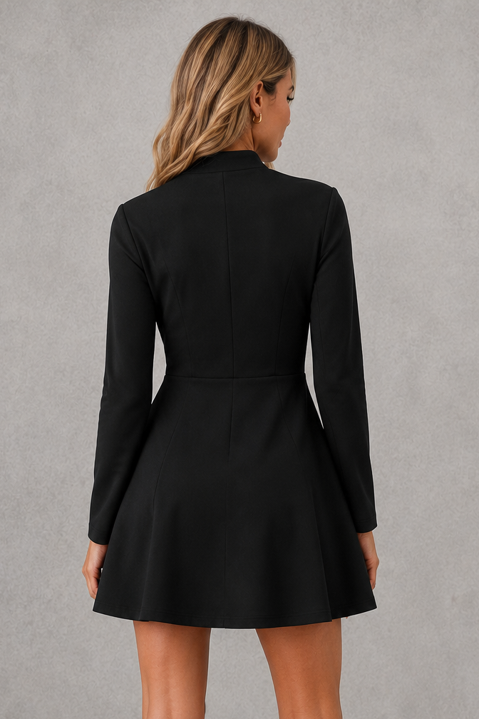 Women's elegant stand collar jacket with button-up front, long sleeves and a structured regular fit in a timeless solid colour, ideal for spring and autumn smart casual or office wear.