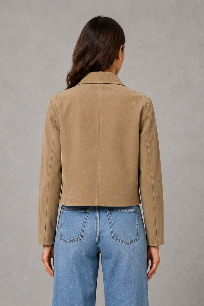 Women’s tailored collared jacket with a button-front fastening, long sleeves, defined waist and structured silhouette for polished everyday styling.