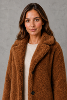 Women’s Teddy Coat  with soft plush texture, elegant collar and single-breasted design, ideal for stylish autumn and winter layering.