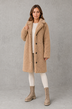 Women’s Teddy Coat  with soft plush texture, elegant collar and single-breasted design, ideal for stylish autumn and winter layering.
