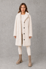 Women’s Teddy Coat  with soft plush texture, elegant collar and single-breasted design, ideal for stylish autumn and winter layering.