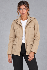 Women's Utility Jacket in Beige – front view