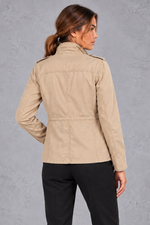 Women's Utility Jacket in Beige – back view