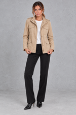 Women's Utility Jacket in Beige – full-length view