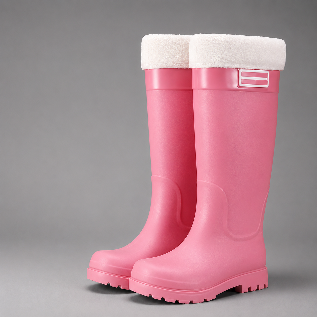 Women's waterproof fleece-lined winter rain boots with a high Wellington design, fully waterproof PVC construction, non-slip deep tread outsole and warm plush fleece lining, ideal for walking, gardening, commuting and outdoor winter activities.