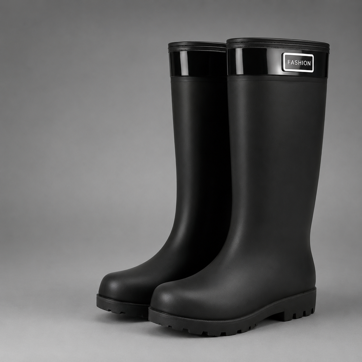 Women's waterproof fleece-lined winter rain boots with a high Wellington design, fully waterproof PVC construction, non-slip deep tread outsole and warm plush fleece lining, ideal for walking, gardening, commuting and outdoor winter activities.