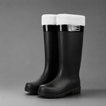 Women's waterproof fleece-lined winter rain boots with a high Wellington design, fully waterproof PVC construction, non-slip deep tread outsole and warm plush fleece lining, ideal for walking, gardening, commuting and outdoor winter activities.