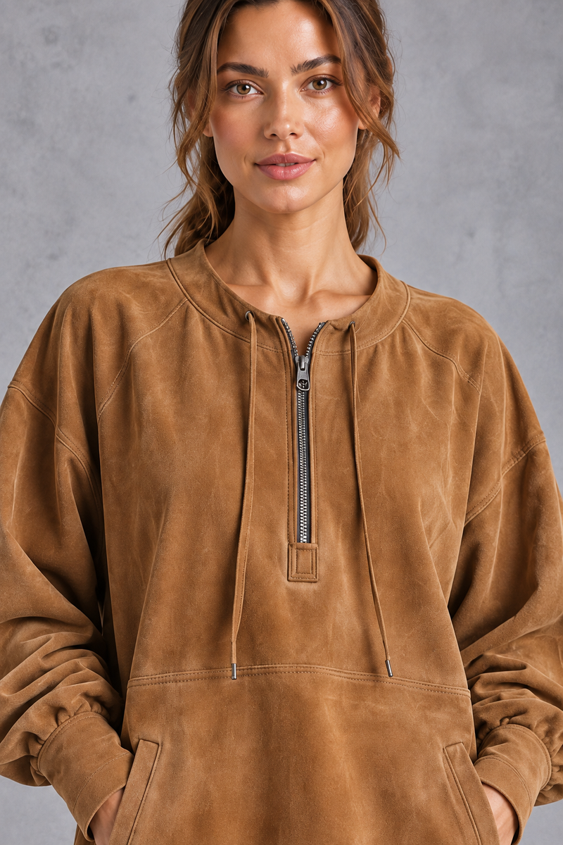 Women’s Western faux suede midi dress with a round neckline, decorative tassel detailing and a relaxed A-line silhouette.