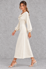 Women’s Cowl Neck Long Sleeve Midi Dress