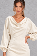 Women’s Cowl Neck Long Sleeve Midi Dress