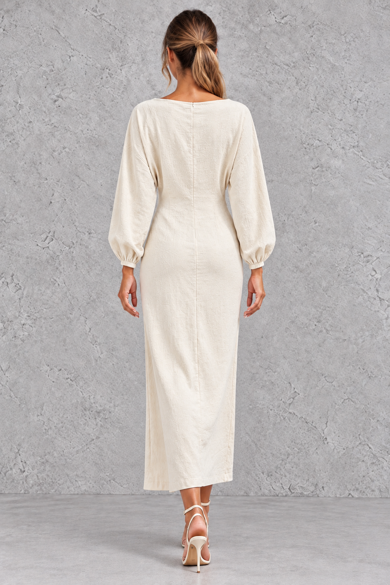 Women’s Cowl Neck Long Sleeve Midi Dress
