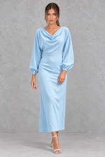Women’s Cowl Neck Long Sleeve Midi Dress