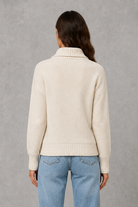 Women’s zip up knit cardigan with a cosy funnel neck, relaxed fit, long sleeves, ribbed trims and practical front patch pockets.
