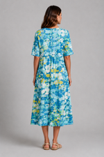Women’s Abstract Print Midi Dress with Pockets for Casual Summer Wear