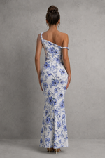 Women’s Asymmetric Bodycon Maxi Dress in Stretch Jersey for Evening & Formal Wear