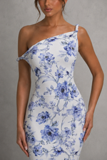 Women’s Asymmetric Bodycon Maxi Dress in Stretch Jersey for Evening & Formal Wear