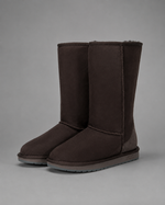 Women's bow detail mid-calf snow boots with a soft faux fur upper, warm fleece lining, slip-on design, flat heel, cushioned plush insole and non-slip rubber sole, available in beige, brown, grey and black for cosy everyday winter wear.