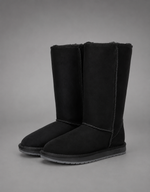 Women's bow detail mid-calf snow boots with a soft faux fur upper, warm fleece lining, slip-on design, flat heel, cushioned plush insole and non-slip rubber sole, available in beige, brown, grey and black for cosy everyday winter wear.