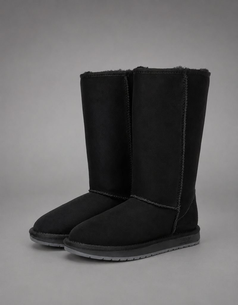 Women's bow detail mid-calf snow boots with a soft faux fur upper, warm fleece lining, slip-on design, flat heel, cushioned plush insole and non-slip rubber sole, available in beige, brown, grey and black for cosy everyday winter wear.