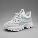 Women's lightweight breathable walking trainers with mesh upper, cushioned sole and lace-up design, available in blue, turquoise and pink for comfortable everyday walking and casual wear.