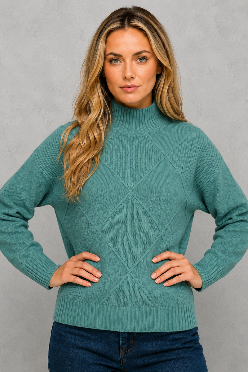 Women's premium cashmere turtleneck sweater with a regular fit, soft-touch knit, long sleeves, and a cosy high neckline for everyday wear.